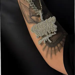 CEJEWELRY New Bling Iced Out Letter Certified Steppa Gun Pendant 14mm 22 inch Miami Cuben Necklace Plated Luxury Cubic Zircon Cuban Link Chain