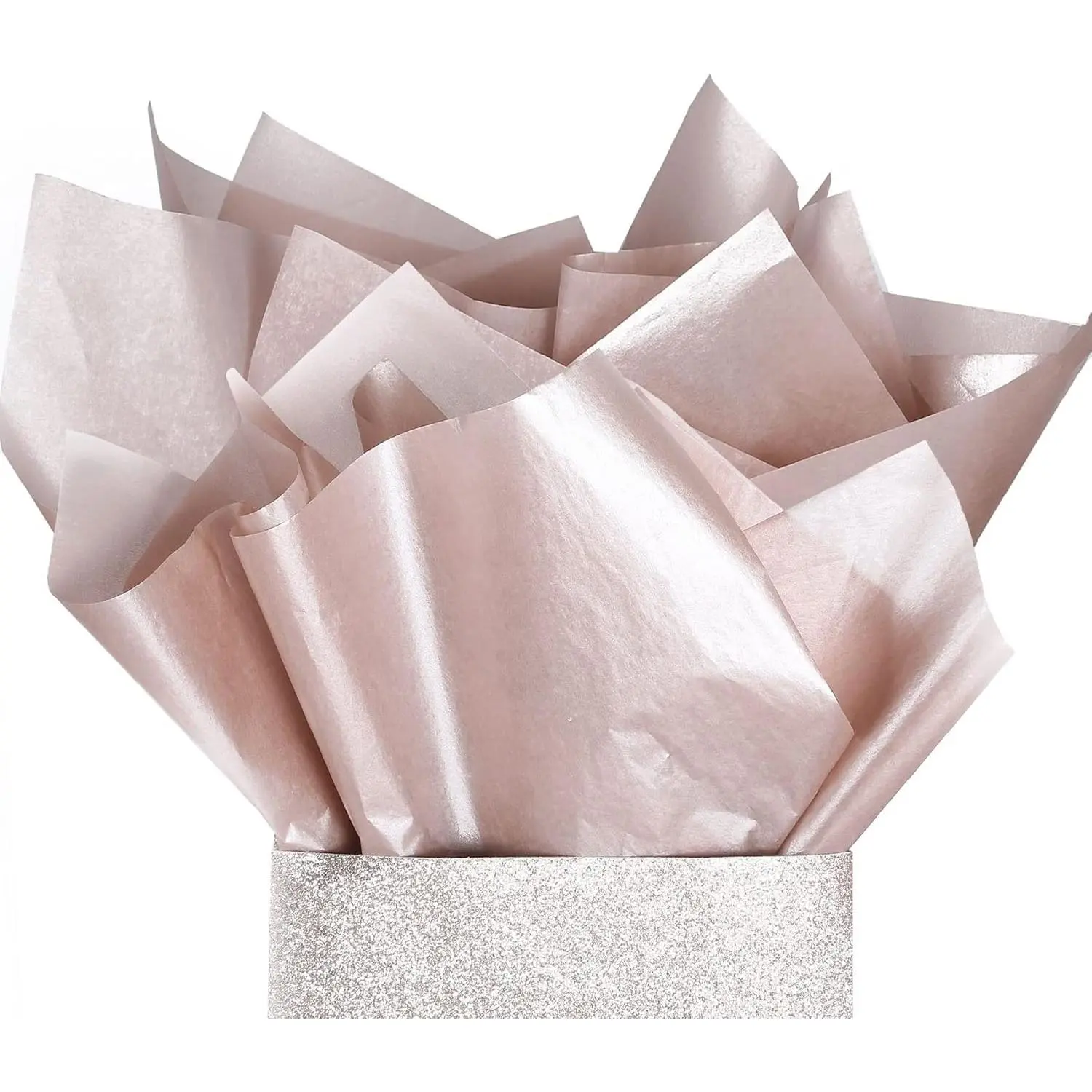100 Sheets 20X14  Metallic Rose  Champagne  Tissue  Wrap Paper Bulk Recyclable  Wrapping Accessory -  for Small  Bags, Wedding, Party, DIY Craft