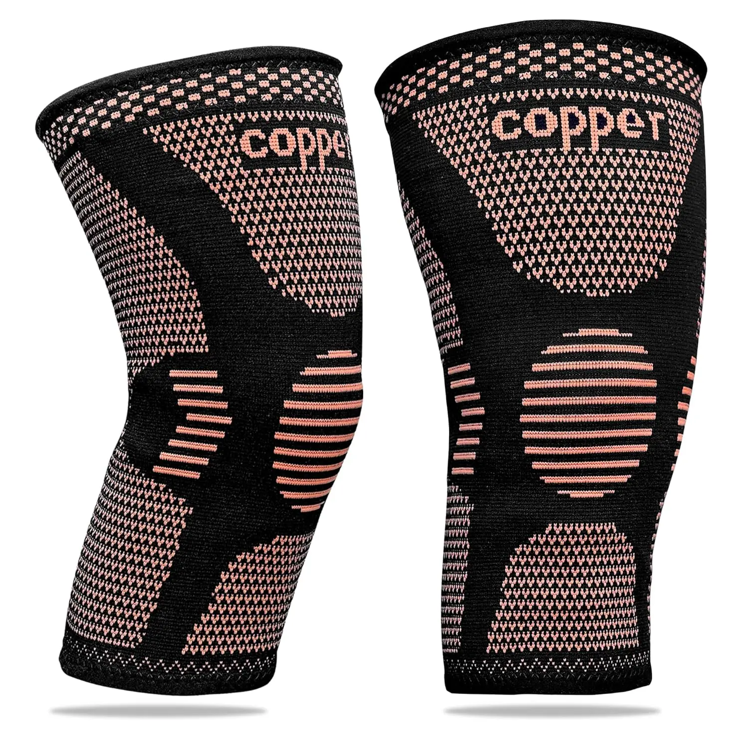 Copper Knee Braces for Women and Men 2 Pack, Knee Compression Sleeve for Knee Pain, Arthritis, Workout Knee Support for Running, Meniscus Tear, ACL & Arthritis Pain Relief (Copper, Medium)