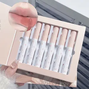 6-pack lip mud makeup set with velvet matte texture, waterproof and easy to apply natural makeup effect