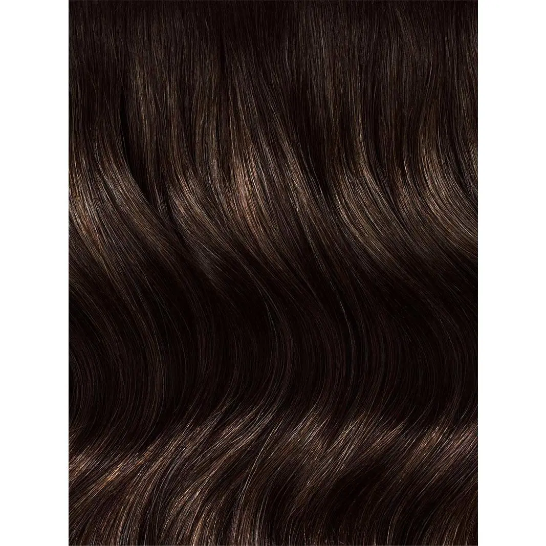 12" Seamless Dimensional Rooted Espresso Brown Clip-Ins (150g)