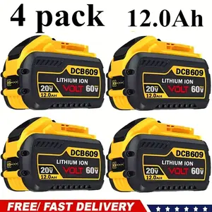12000mAh For DEWALT FLEXVOLT 20V/60V MAX Lithium Ion Battery Compatible With DCB200 201 203 204 206 207 208 606 609 612 Fit 20V/60V MAX Cordless Power Tools Heavy Duty Portable