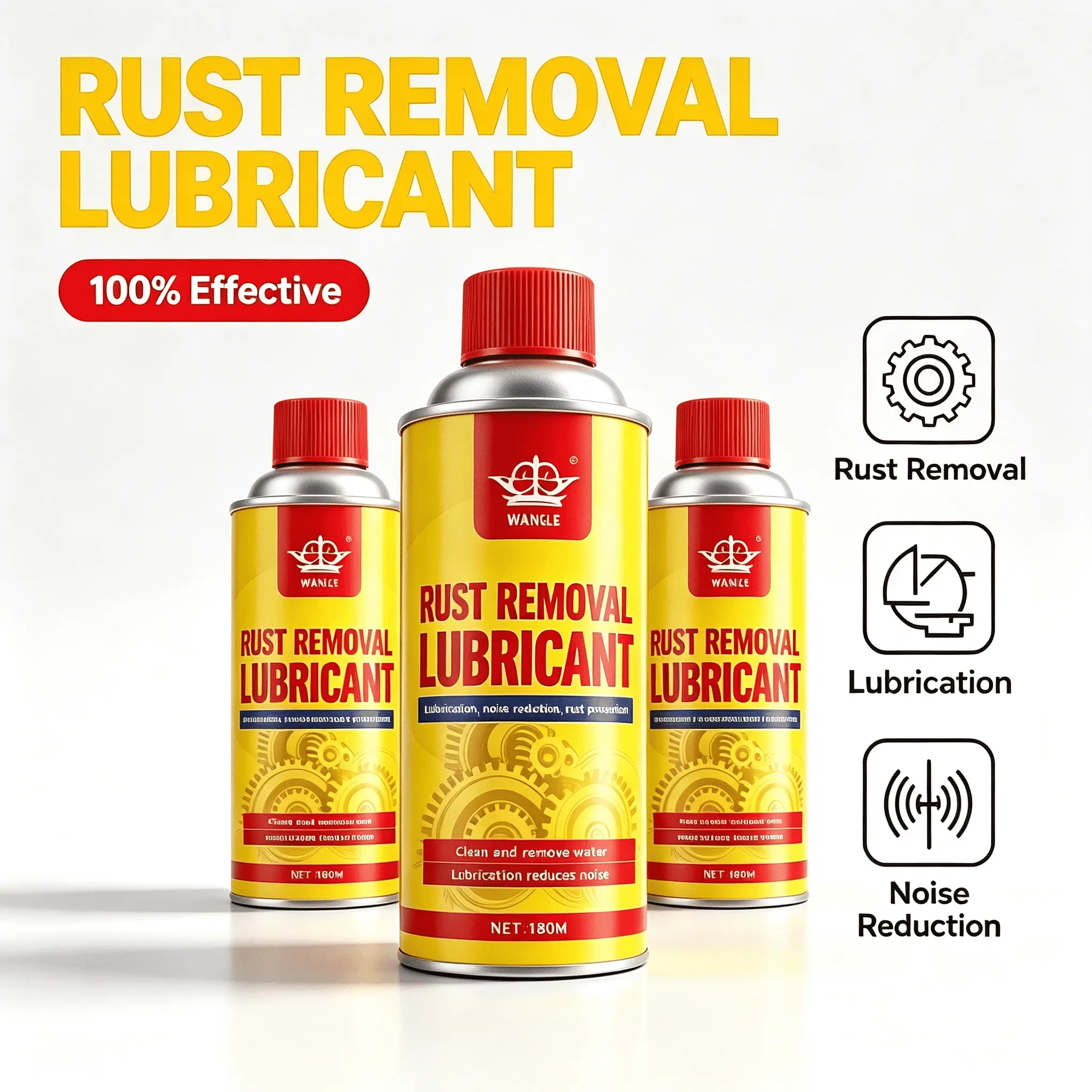 Automotive Rust Remover Multi-Function Spray - 180ML for Lubrication, Rust Prevention & Noise Reduction