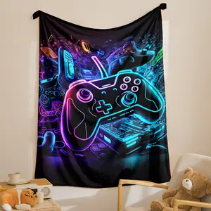 Boy's Gaming Flannel Fleece Blanket - Super Soft Comfy, Anti-Static, Breathable, Lightweight, Vibrant Printed, Machine Washable Throw Blanket for Bedroom & Sofa, Gamer Gift, Breathable Blanket, Flannel Fleece Blankets