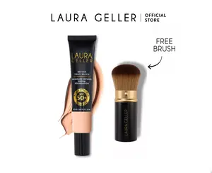 Laura Geller Blend & Protect SPF 50 Duo with Better Than Block SPF 50 Serum Foundation and Travel-Friendly Brush