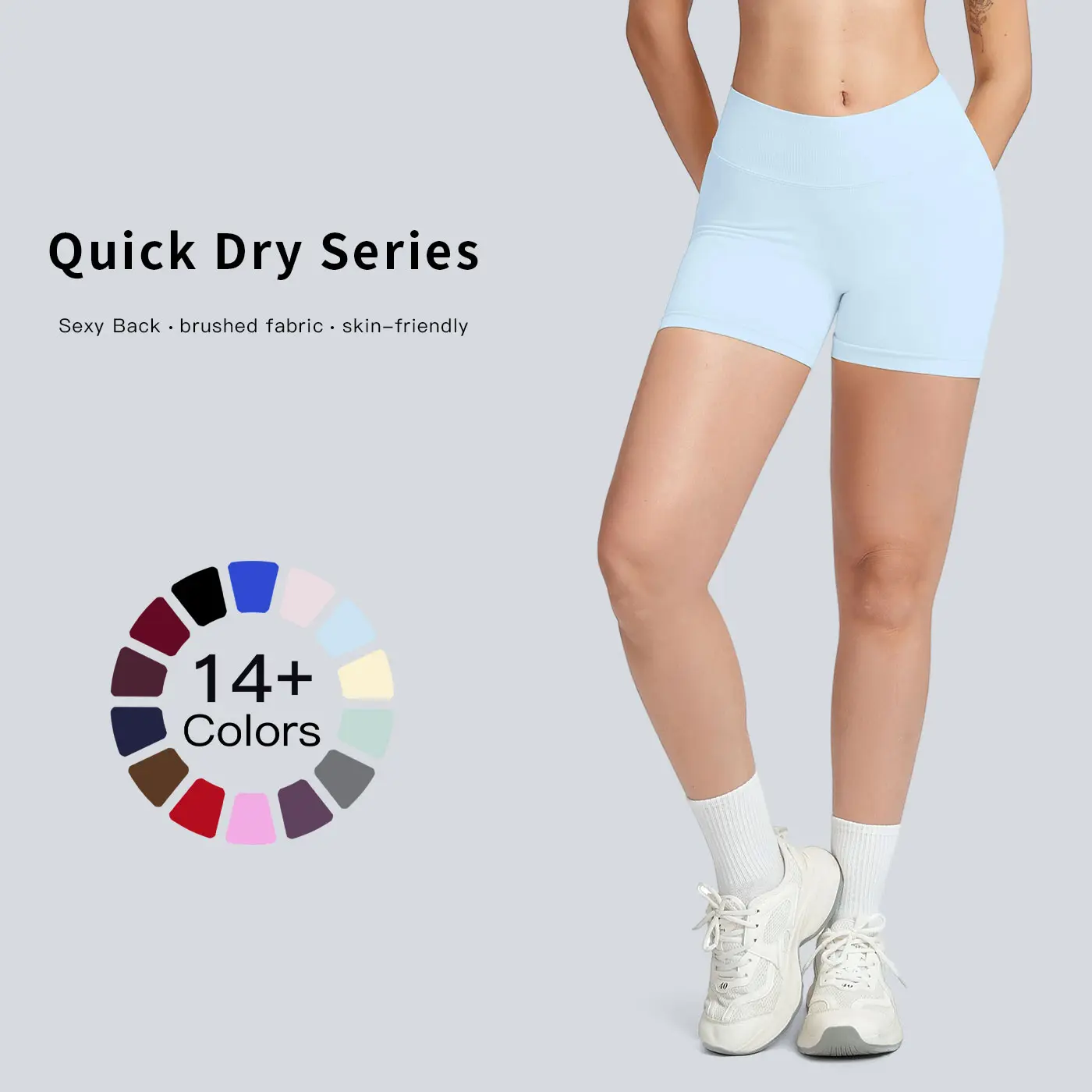 TENWOLF Women's Seamless Knit Gym Workout Shorts, Universal V-Waist Polyamide Activewear with Quick-Dry Compression for Female Running & Fitness, Athletic Shorts Casual