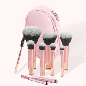 Portable Travel Makeup Brush Set with Storage Bag, 10pcs Soft Bristle Makeup Brush & 1 Count Storage Box, Professional Makeup Tools for Women, Cosmetic Brush