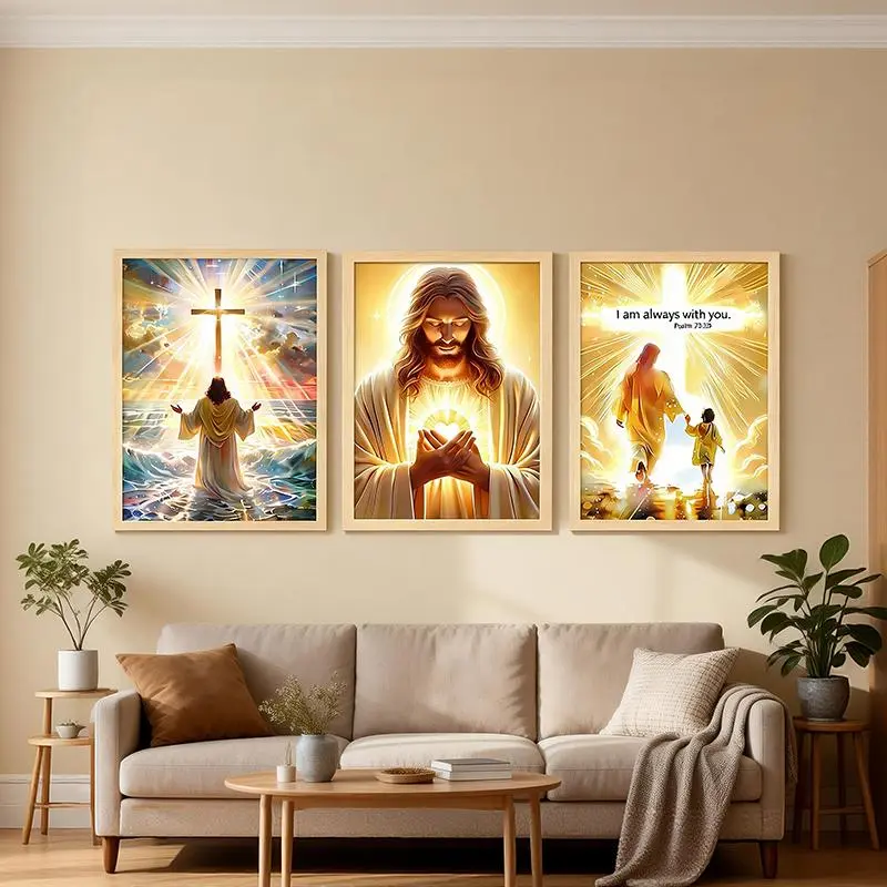 4D LED Jesus Image Photo Frame Night Light, Religious Decoration, Spiritual Decor, Christian Home Accessory, Christian Gift for Bedroom