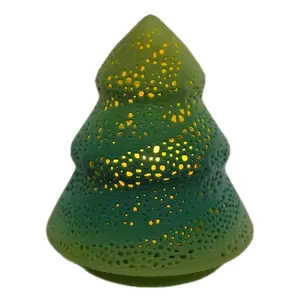 3D Printed Lighted Christmas Tree Decoration 4 Inch with Tealight for Festive Home Decor