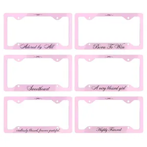Custom Aesthetic Pink License Plate Frame Personalized Girly Car Tag Holder Cute Bow Design Unique Vehicle Decor Accessory For Women Girls