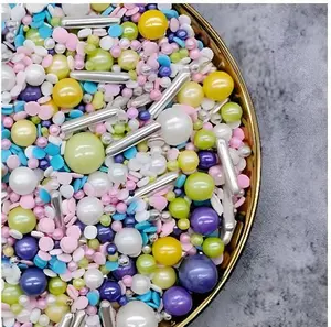 184g Spring metallic silver Sprinkle Mix - Cake sprinkles mix rods, confetti, balls