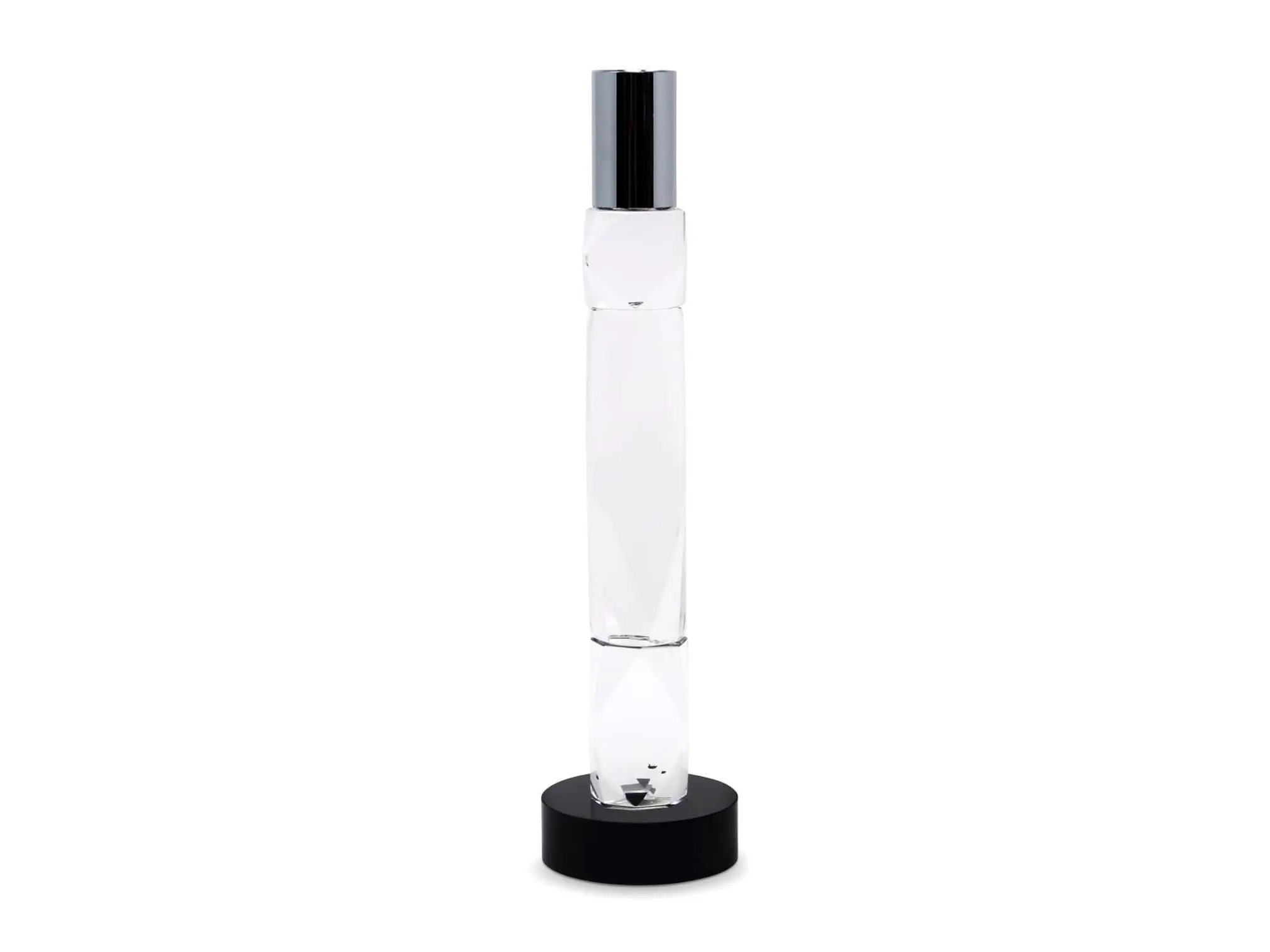 212 MAIN 9.5"h Silver-Black Geometric Faceted Taper Crystal Tabletop Candle Holder - Decorative Dressy Home Accessory, Engagement Gifts, Wedding