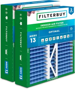 Filterbuy 16x22x5 Air Filter (2-Pack), Pleated MERV 13 Optimal Defense HVAC AC Furnace Air Filters for Amana, Coleman, Goodman, York, and More