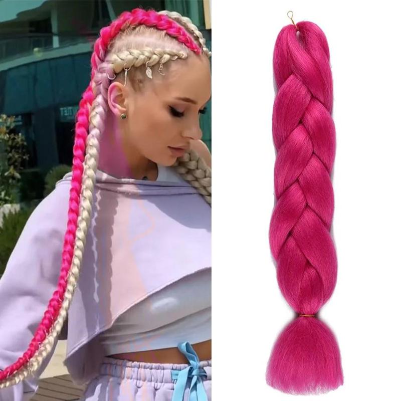 Pink Jumbo Braiding Hair Extension 1pcs/Lot Crochet Braids Hair 100g/pc Hot Pink braiding hair Synthetic Crochet Braids Hair Extension (24Inch Rosy Pink)