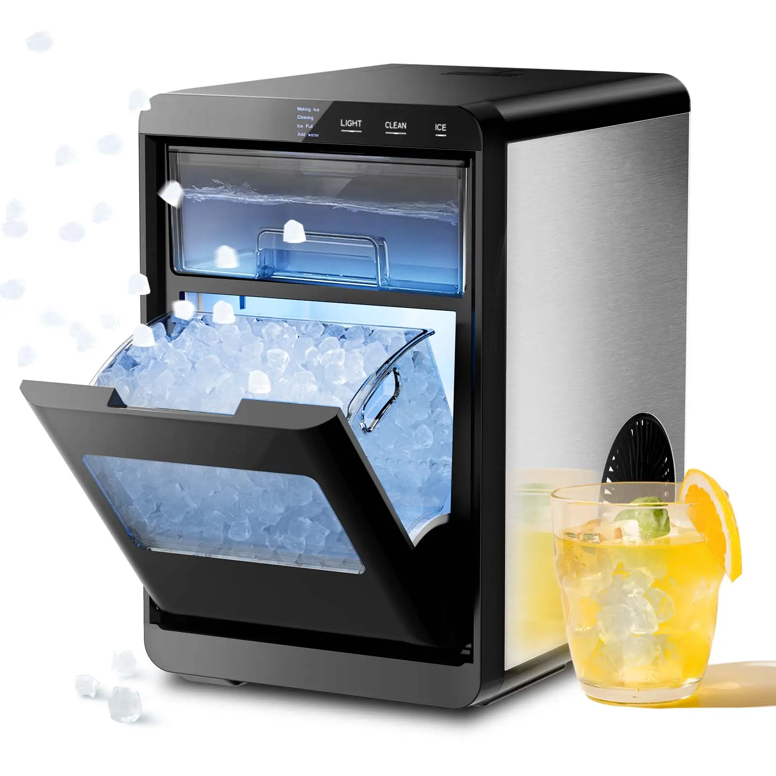 Antarctic Star Crescent Ice Maker,Countertop Ice Maker with Portable Crescent Ice,27 Lbs/24H,16Pcs in 15Mins,Self-Cleaning,for Home/Kitchen/Office/Party