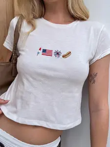 Embroidered USA Tank Top, Patriotic 4th of July Shirt, 1776 Independence Day Crop Top, Red White Blue Summer Tee, American Girl Gift, USA Pride Apparel, Women's Holiday Outfit, Fourth of July Celebration Tank