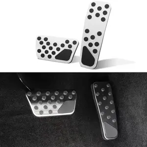 No Drill Anti-Slip Aluminum Gas Brake Pedal Cover, Accelerator Pedal Covers Compatible with Dodge Charger,Challenger,Chrysler 300 300c(Silver)