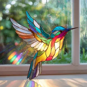 Colorful Hummingbird Suncatcher, Hummingbird Acrylic  Suncatcher, Hummingbird Ornament,Hummingbird Lover Decor, Bird Lover Gift