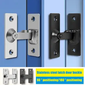 Door Hasp Latch Rustproof Corrosion Resistant Easy Assembly Mini Size 90-Degree Door Latch Sliding Door Lock Latch
