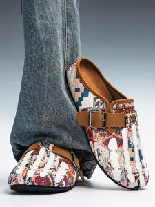 Men's Fashion Skeleton Bone Mule Slides, Lightweight Canvas Loafers, All-Day Wear Casual Shoes for Daily, Travel & Office