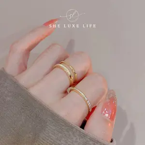 SheLuxeLife | Two-Layer Open Ring with Zircon – Elegant, Light Luxury Design for Ins Style, Perfect for Index Finger