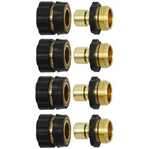 2026 New Quick Connect Hose Fittings, 3/4 Inch Male & Female Garden Hose Adapter, One-Hand Quick Release Connector for Water Hose, Sprinkler & Pressure Washer(4 Set)