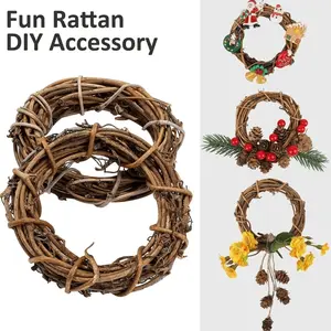 8 Piece Grapevine Wreath Kit, DIY Natural Vine Wreaths, Rustic Charm, Perfect for Christmas Decorations & Seasonal Greetings