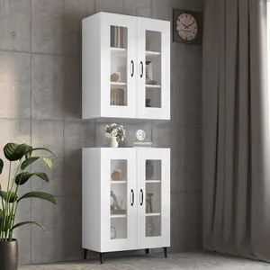 Hanging Wall Cabinet High Gloss White 27.4"x13.4"x35.4"