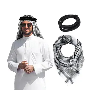 Men Arab Head Scarf Muslim Head Wrap Keffiyeh Middle Eastern Traditional Turban Headwear Shawl Arafat Scarf Shemagh