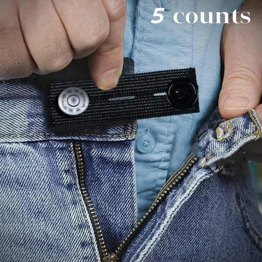 Elastic Jeans Waist Extension Buckle, 5 Counts Simple Plain Waistband Buckle, Waistband Extenders with Elastic Band for Daily Use