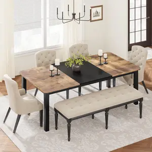 78.7 Inch Long Kitchen Table for 6-8, Dining Room Table for Kitchen Living Room, Large Rectangular Dinner Tables, Industrial Indoor Restaurant Tables with Sturdy Metal Frame(Table Only)