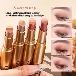 Christmas Three-Color Gradient Pearl Matte Glitter Beauty Eyeshadow Stick, Arc Cut for Eye Fit, Easy Application, Long-Lasting Wear, Waterproof & Sweatproof