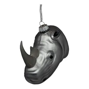 Glass Rhino Head Figurine Ornament