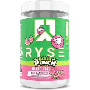 RYSE Loaded Pre Workout Powder - Sour Punch Watermelon - Daily Pre-Workout for Men & Women with 300mg Caffeine, Beta Alanine, and Citrulline for Pump, Focus, and Energy - 30 Servings