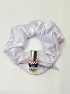 Neon Satin White Scrunchie+