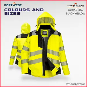 PW382 PW3 Hi-Vis Women's Winter Work Safety Jacket, Yellow/Black, Available in XS, S, M, L, XL, 2XL, 3XL
