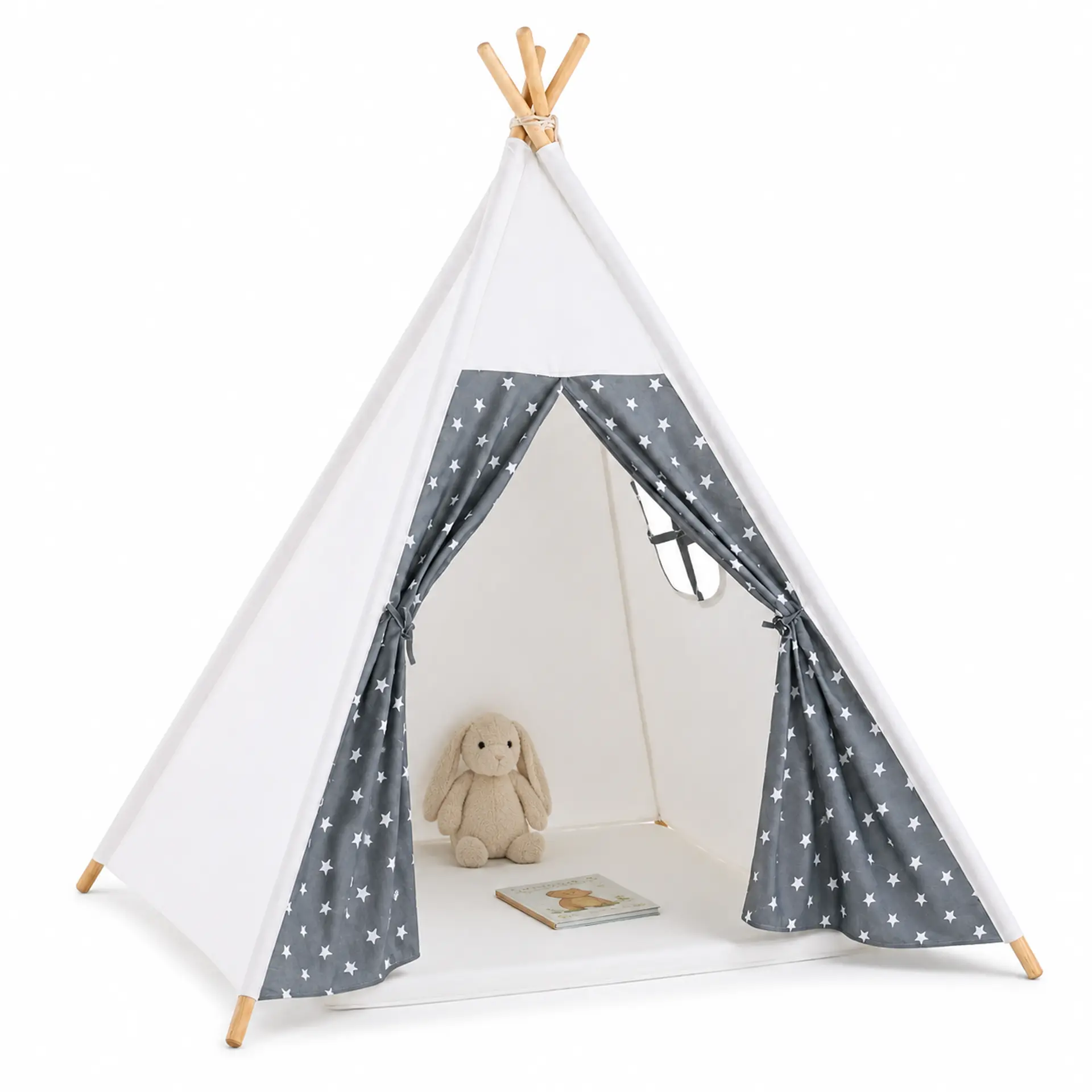 Jungle Dove Toddler Canvas Teepee Tent - Playhouse Design for Kids Indoor & Outdoor Play, Foldable Portable with Carry Case for Boys & Girls