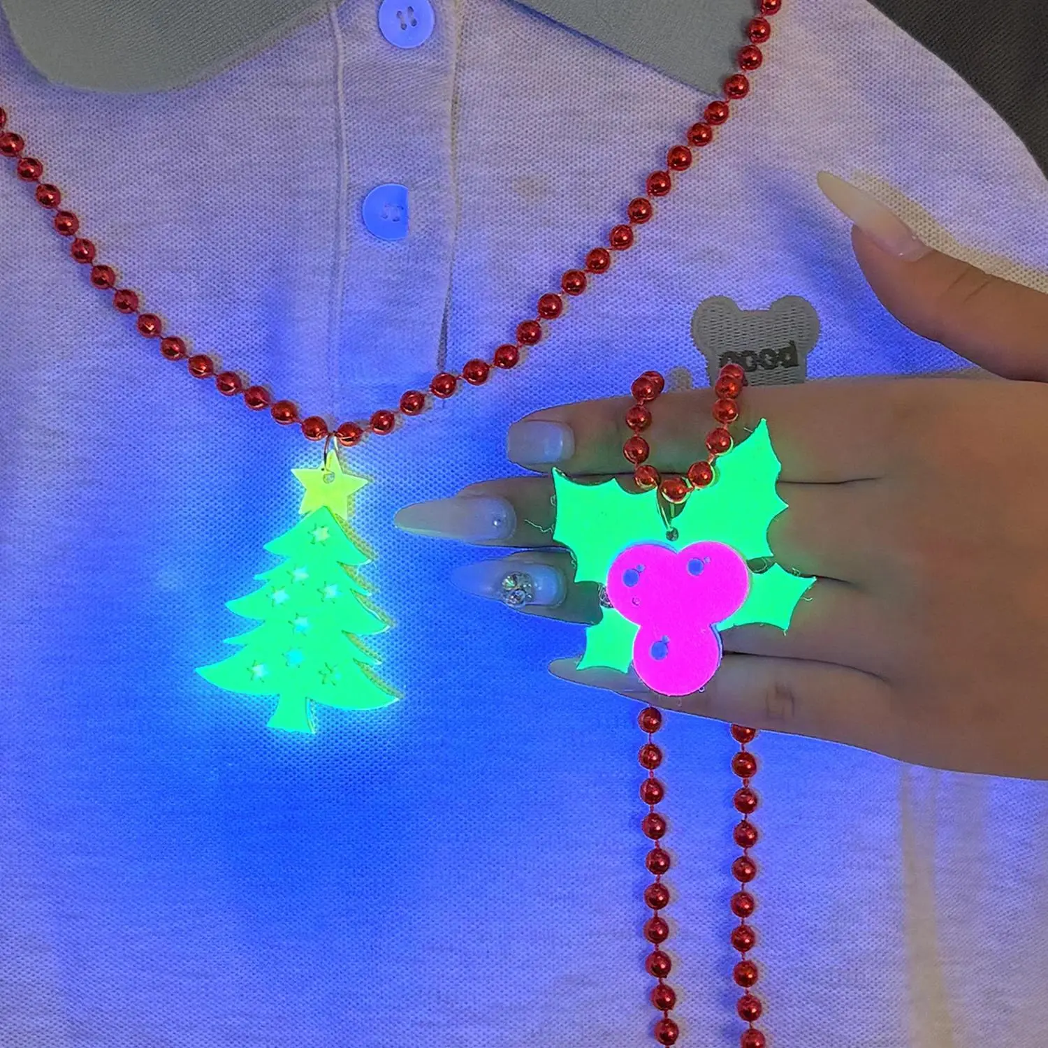 Christmas Fluorescent Necklace Elk Christmas Tree Pendant Choker Christmas New Year Party Jewelry Gift