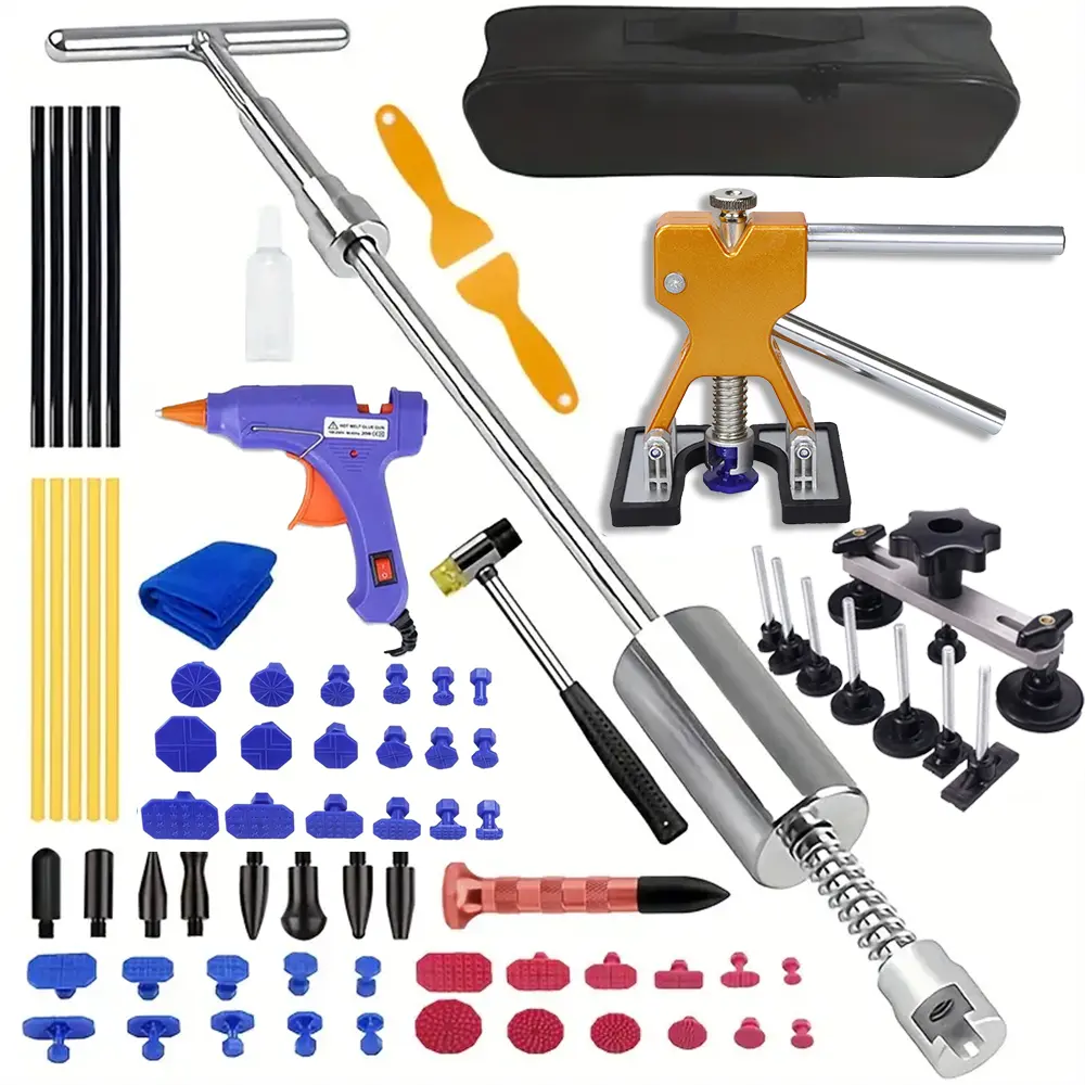 77pcs car dent removal kit with T-bar dent puller, car dent repairer, professional paint free dent repair kit, car dent puller, suitable for hail damage and door dent repair kit