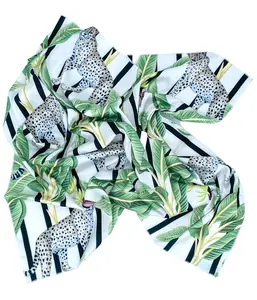Banana Leaves Bandana - Patterned Design with Leaves & Leopard Print, Ideal for Summer Wear