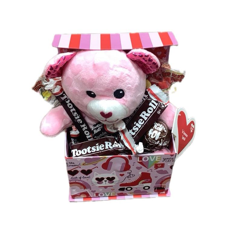 Sweetie Valentine's Day Basket with Plush Bear & Assorted Candy Treats Perfect for Holiday Gifting and Sweetheart Gifts Party Favors Assortment