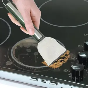 1 stainless steel scraper, a multi-functional kitchen cleaning tool, a stubborn stain and frost removal shovel, suitable for cleaning refrigerators, stoves and floors