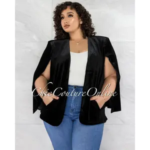 *Tensa Black Velvet Luxe Cape CURVY Jacket
