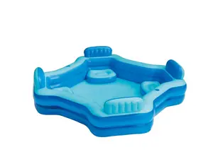 Bluescape Blue Deluxe Comfort Inflatable Family Swimming Pool, 4 Seats, Square, Age 6 & up
