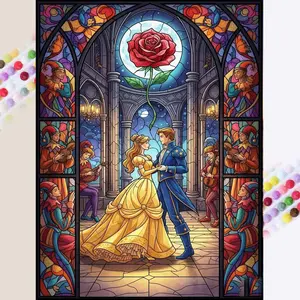 1 DIY diamond painting kit, 5D diamond art set, DIY decoration, roses, couples, prom. Diamond painting kit with full round drills, mosaic, diamond art, DIY home decoration, suitable for Christmas.