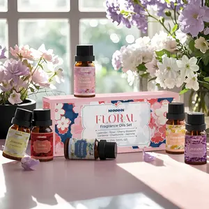 Floral Essential Oils Set, Natural Flower Fragrance Oil Gift for Women -Chamomile, Cherry Blossom, Gardenia, Jasmin, Lavender, Rose, Essential Oil for Diffuser & Candle Making