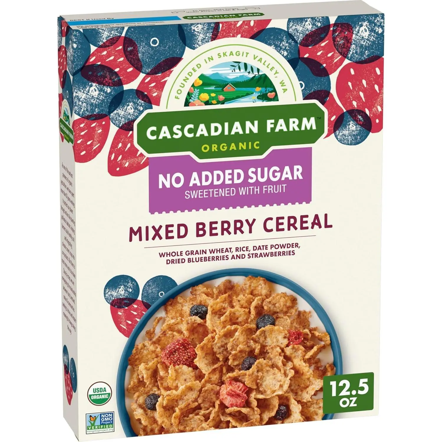 Cascadian Farm, Cereal Mixed Berry No Added Sugar Organic, 12.5 Ounce