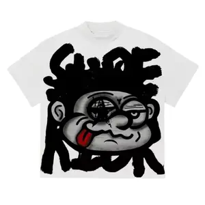 American Retro Big Face Pattern Cotton T-shirt Casual T-shirt Printed Men and Women Y2K Oversized T-shirt Street Wear Menswear Top Streetwear Crewneck Tshirt Breathable Hoodie Sweat