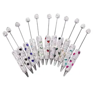 5 PCS DIY Electroplated Colored Heart Full Diamond and Electroplated Colored Diamond Bead Pens,Heavy Crystal Rollerball Pens, Multicolored Cute Rollerball Pens, Sparkling Crystal Pens, Perfectfor Women and Teenagers - Trendy Gifts