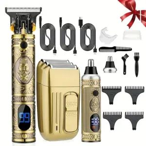 Professional Hair Trimmer Kit, 1 Set Electric Hair Trimmer with Limited Comb & Charging Cable & Cleaning Brush & Charge, Suitable for Men